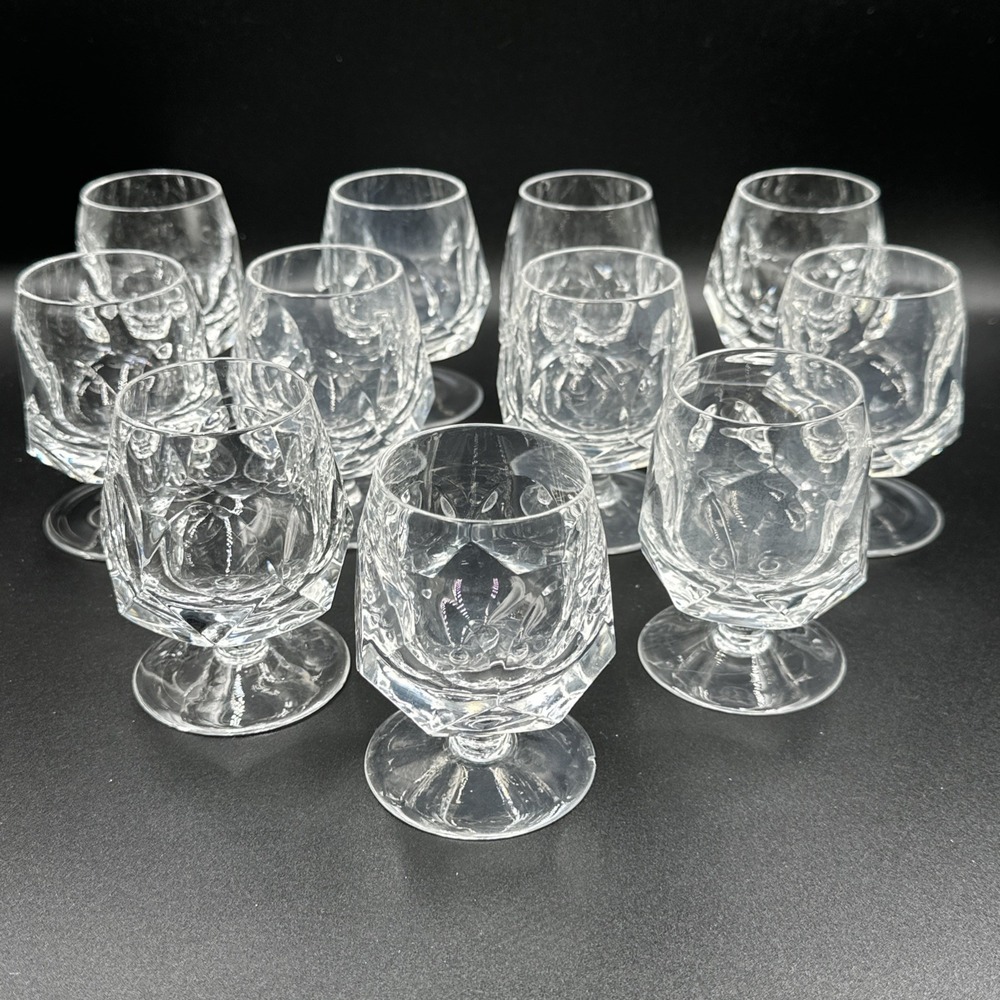 Vintage Bavarian Bleikristall Crystal Brandy Snifter Glasses Set of 11‎ Germany